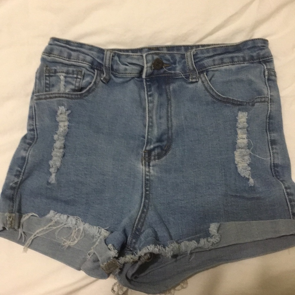 High waisted denim shorts